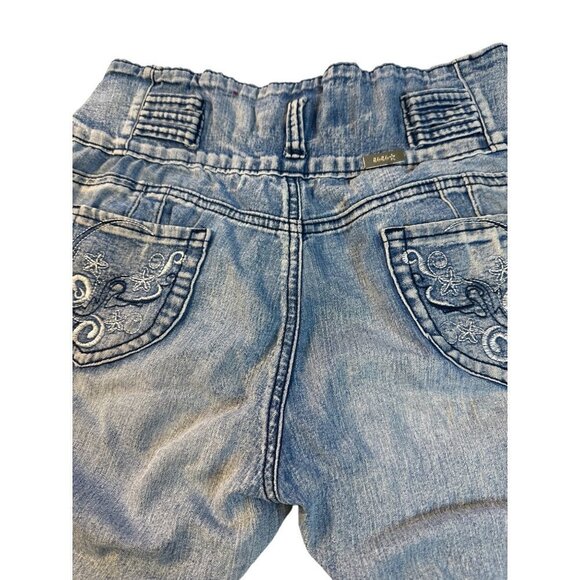 GOGO Star Girls Junior Distressed Crop Short Pants Blue Size 9 Sku 2531 - Picture 9 of 12